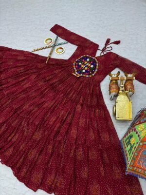 Alternative view of 🥢💃🏿👗💌AK Creation is Launching Navratri Special Gamathi Work Gown🥢👗💌💃🏿
