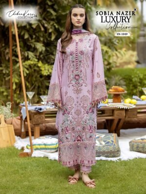 SOBIA NAZIR LAWN EMBROIDERED CHIKANKARI WORK WITH PEARL WORK