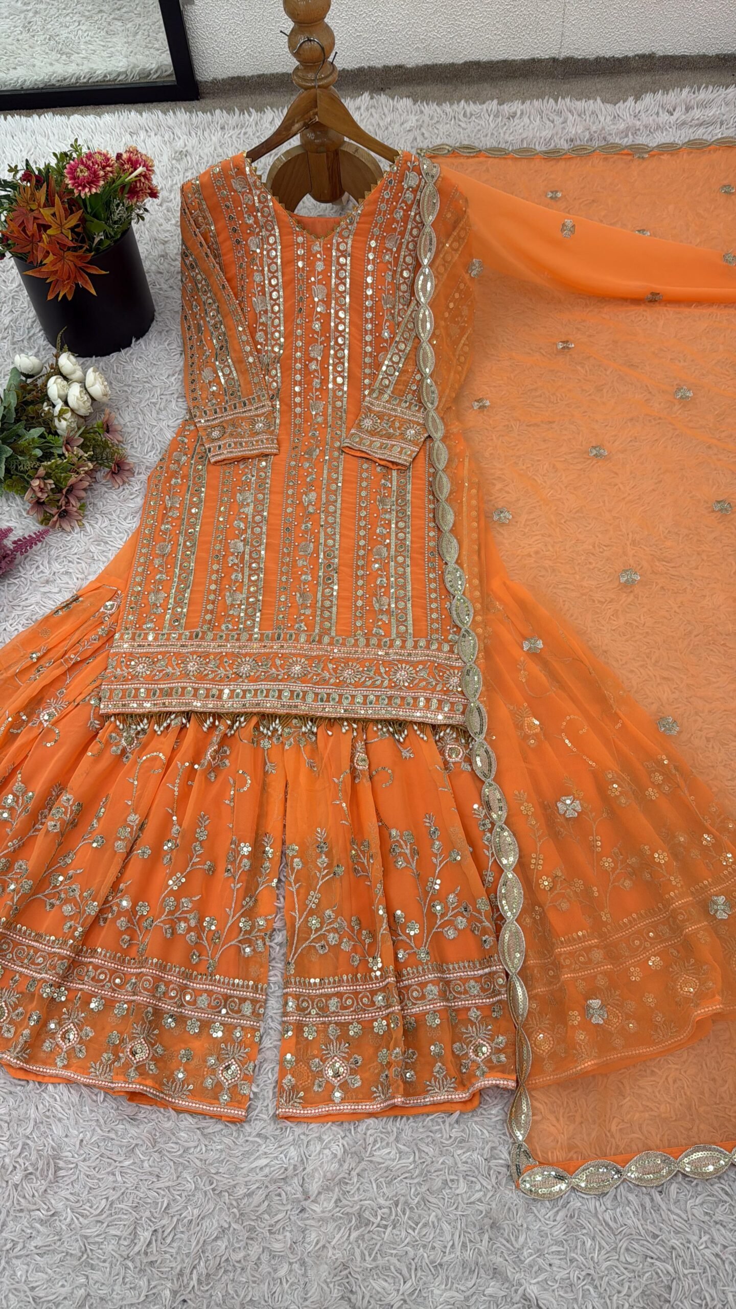 Presenting New Designer Collection In Pure Heavy Faux Georgette With Heavy Embroidery Sequence Work Top-Bottom And Dupatta Set Fully Stitched Ready To Wear π₯ππ₯° - Image 2