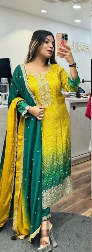 AKnlaunching 😍 Festival collection 2025. Multicoloured bandhni print with sequence coding work and print lace