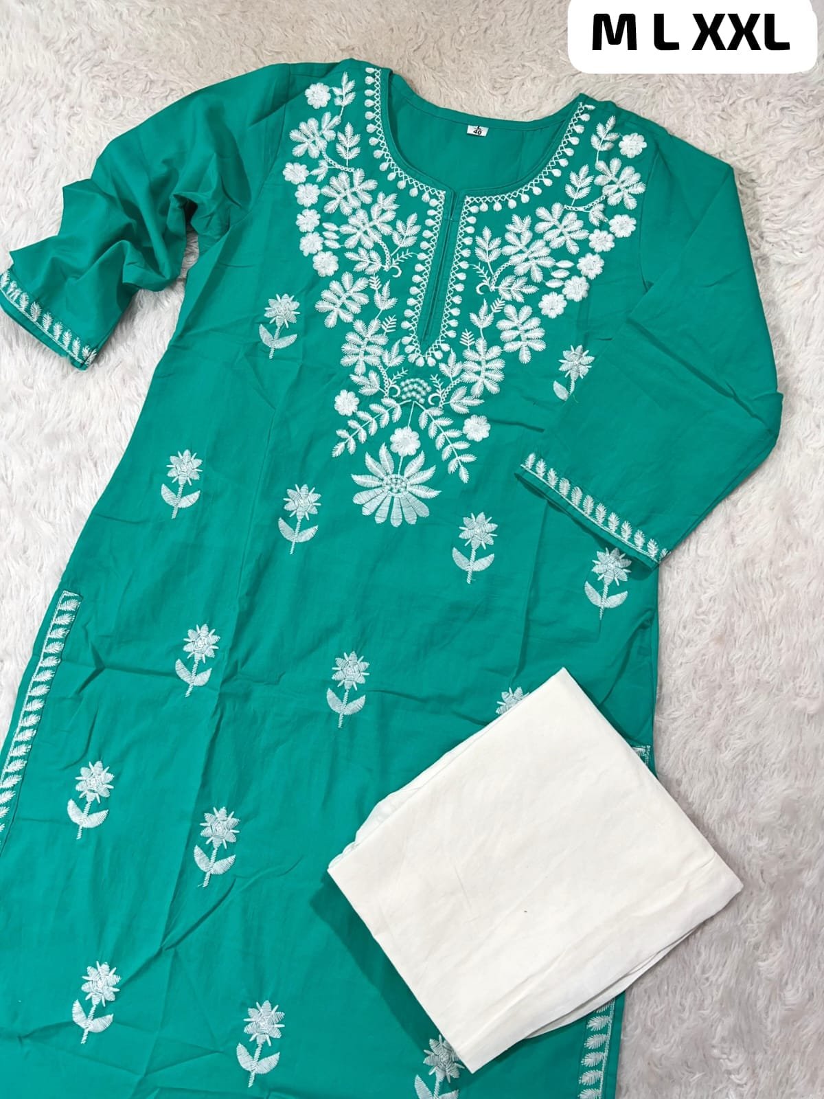New LATEST Beautiful Chikankari Embroidery Cotton Kurta Set