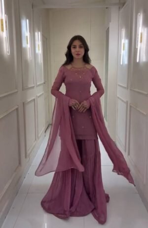 🔵©️ AK-Series New Designer Party Top Pallazo & Dupatta Set👗 ®️🟢