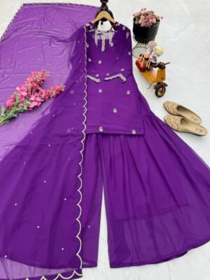 Alternative view of 🔵©️ AK-Series New Designer Party Top Pallazo & Dupatta Set👗 ®️🟢