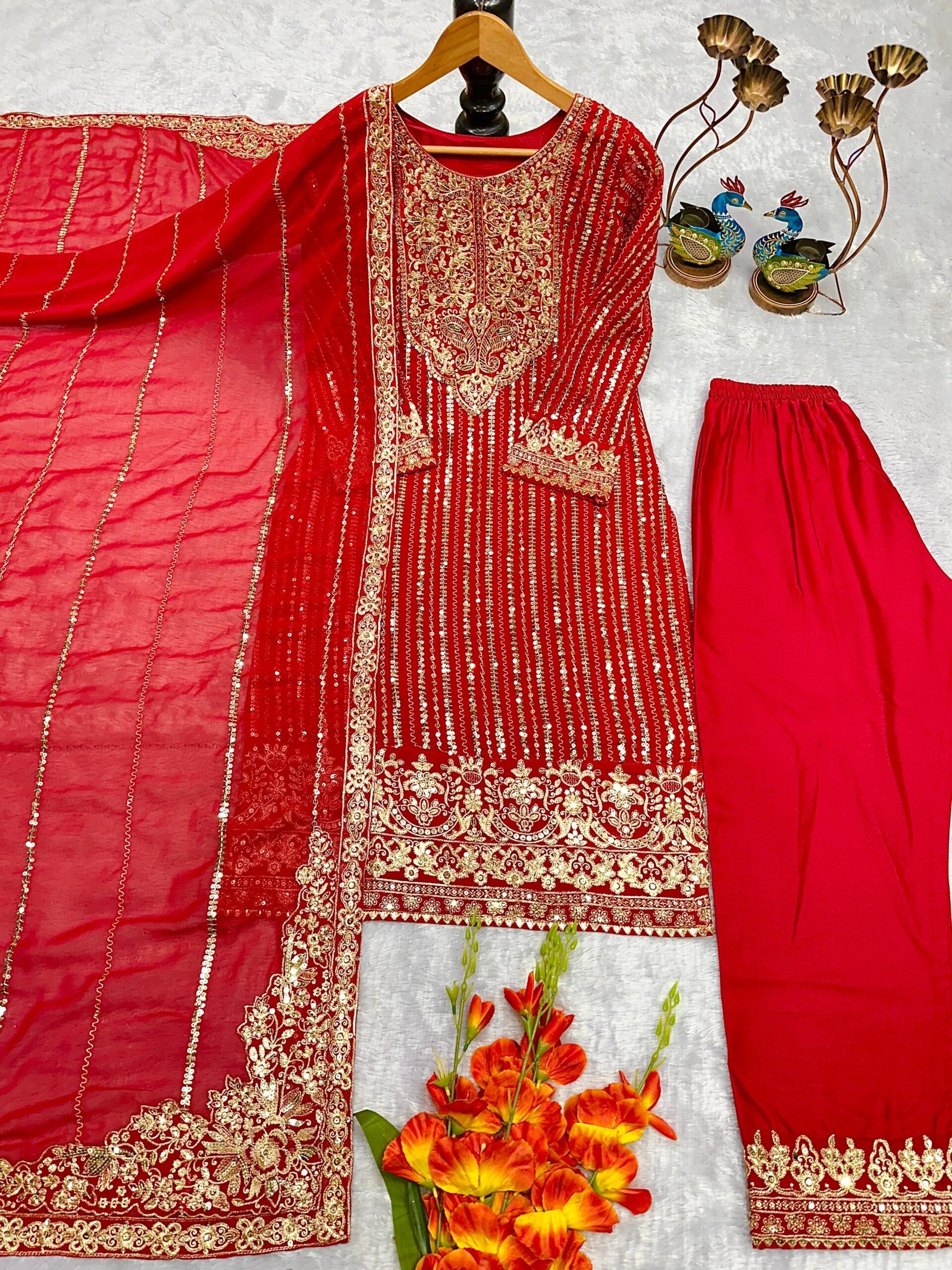 ✅AK LUNCHING NEW ĐĚSIGNER PARTY WEAR TOP AND PANT . WITH FANCY DUPPATA WITH EMBROIDERY WORK✅ - Image 2