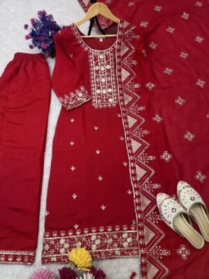 Alternative view of KARWA CHAUTH SPECIAL DESIGNER HEAVY EMBROIDERY WORK TOP PENT WITH DUPATTA SET