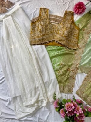 Alternative view of 💝One More Super Hit New Designer Indo-Western Draped Saree Set