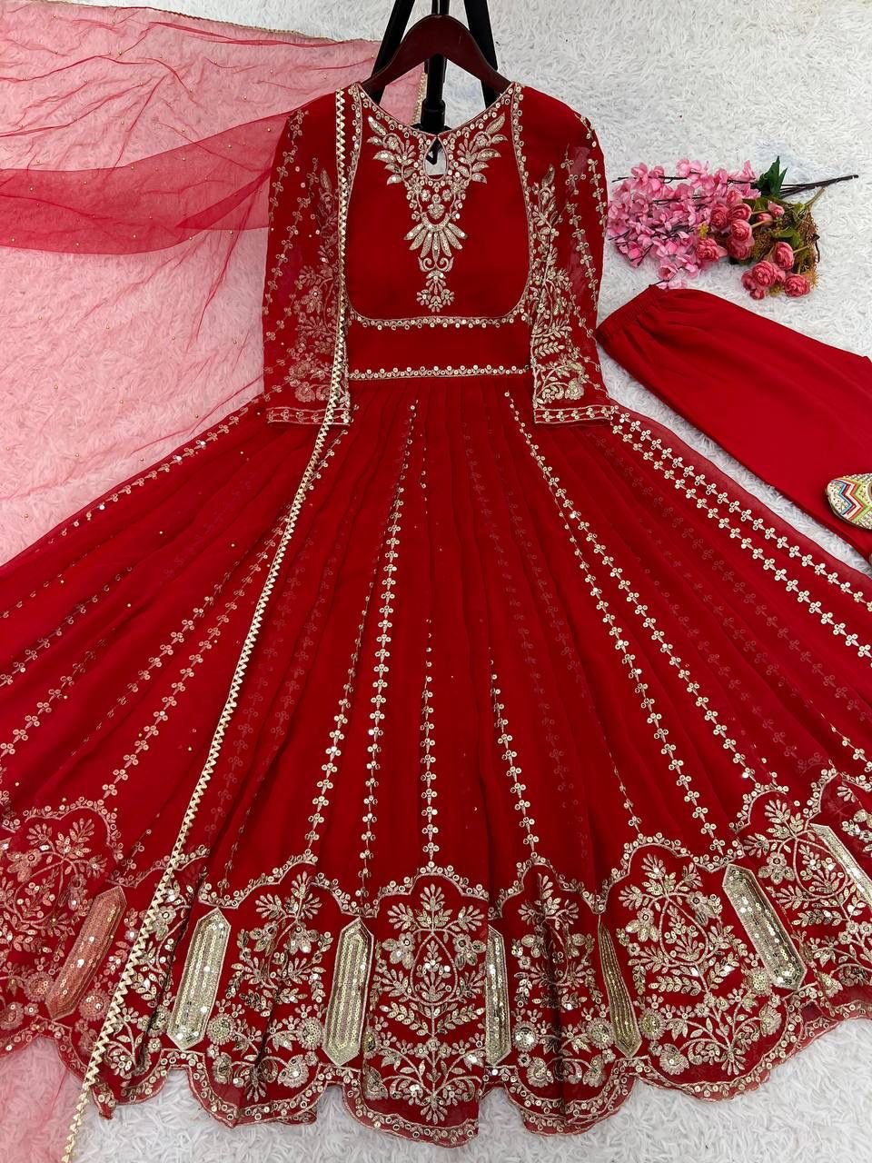 πππ₯ Launching New Designer Party Wear Look Full Heavy Embroidery Sequence Work Gown With Fully Stiched and Dupatta Ready to Wear Collectionπ₯πππππ - Image 4