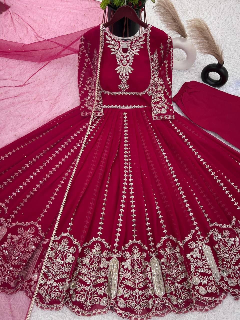 πππ₯ Launching New Designer Party Wear Look Full Heavy Embroidery Sequence Work Gown With Fully Stiched and Dupatta Ready to Wear Collectionπ₯πππππ - Image 5