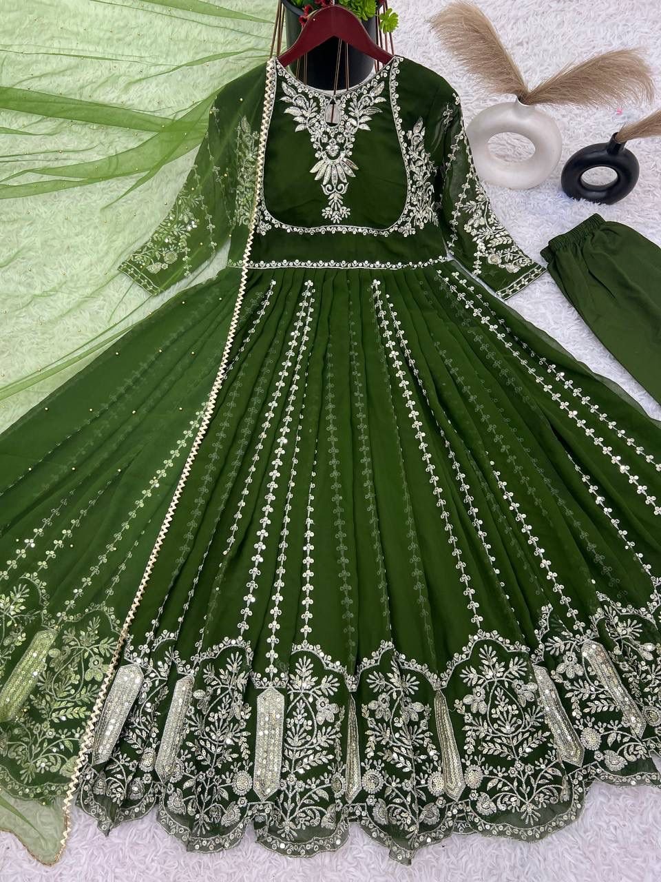 πππ₯ Launching New Designer Party Wear Look Full Heavy Embroidery Sequence Work Gown With Fully Stiched and Dupatta Ready to Wear Collectionπ₯πππππ - Image 3