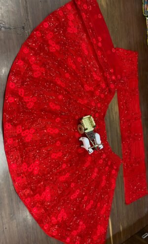 Alternative view of AK Launching 4 meter flared Soft Butterfly Net Sequins Embroidered Work Lehenga, Exceptional Quality with Can-Can and Canvas Layers, A Perfect Fusion of Glamour and Comfort