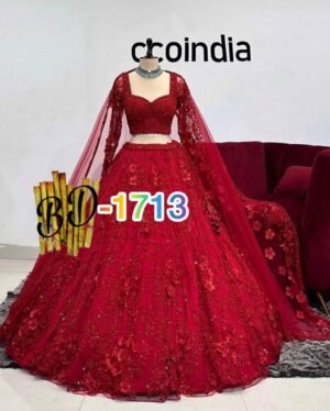 AK Launching 4 meter flared Soft Butterfly Net Sequins Embroidered Work Lehenga, Exceptional Quality with Can-Can and Canvas Layers, A Perfect Fusion of Glamour and Comfort