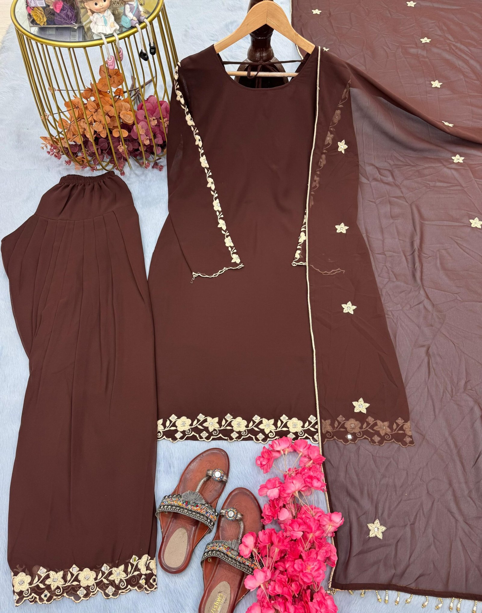 👗Launching New 🦋 Đěsigner Party Wear Look top with farshi plazzo - Image 4
