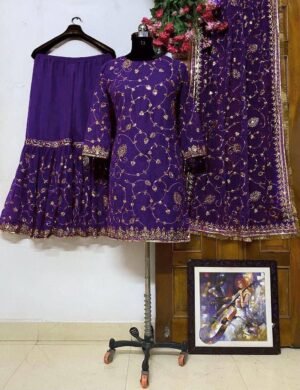 Alternative view of ❤️💐PRESENTING GOOD QUALITY GEORGETTE TOP WITH BEAUTIFUL FULLY EMBROIDERED GEORGETTE SHARARA💐❤️