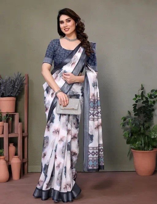 PLANE LINE DIGITAL PRINT BEAUTIFUL SAREE