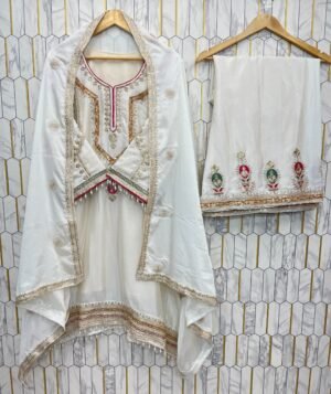 Alternative view of FESTIAL ETHNIC OUTFIT SEQUENCE EMBROIDERY ON SILK FABRIC TOP AND PLAZZO WITH DUPATTA SET
