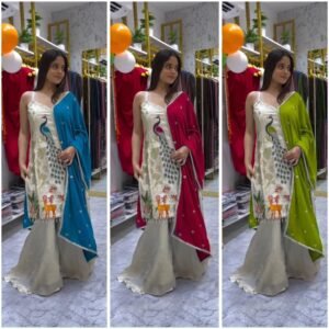 __EXCLUSIVE PLAZZO PAIR WITH  EMBROIDERED PEACOCK 🦚 ✨__