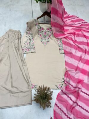 Alternative view of DESIGNER WEAR EXCLUSIVE FARSI SALWAR SUIT IN FRENCH  CRAPE FABRIC TOP AND PANT WITH SOFT ORGANZA DUPATTA