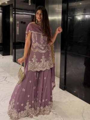 💥💕Presenting New Collection in Heavy Faux Georgette With Full Heavy Embroidery Sequence Work👌💕