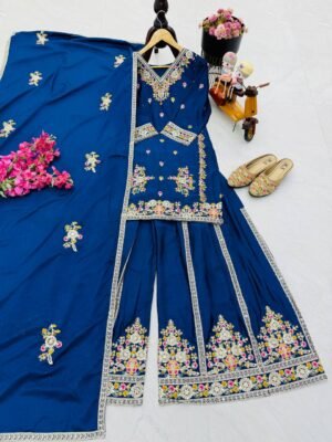 Alternative view of 🔵©️ AK-Series New Designer Party Top Sharara & Dupatta Set👗 ®️🟢