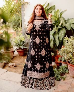 ♥️💐PRESENTING GOOD QUALITY GEORGETTE LONG KURTI WITH BEAUTIFUL FULLY EMBROIDERED GEORGETTE SHARARA💐❤️