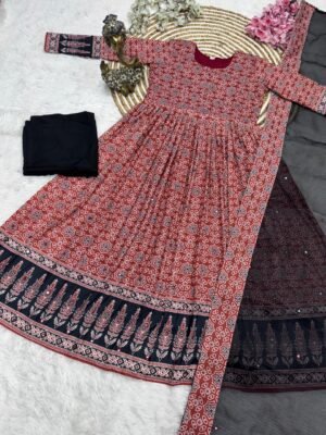 Alternative view of Introducing New Festival Spacial Kalamkari Gown