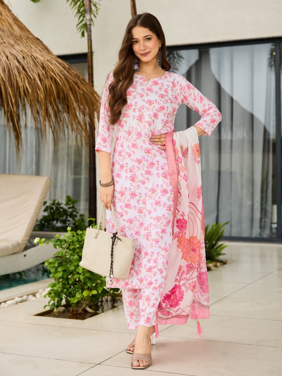 WOMEN PREMIUM COTTON BLEND PRINTED KURTA SET