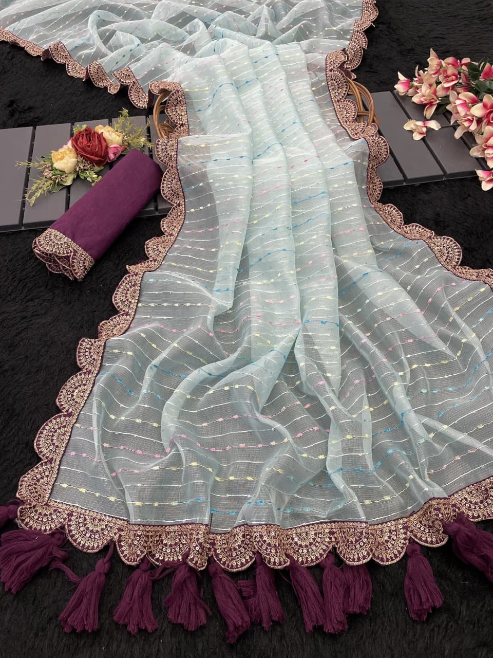 New Lounching in Tussue Silk saree - Image 7