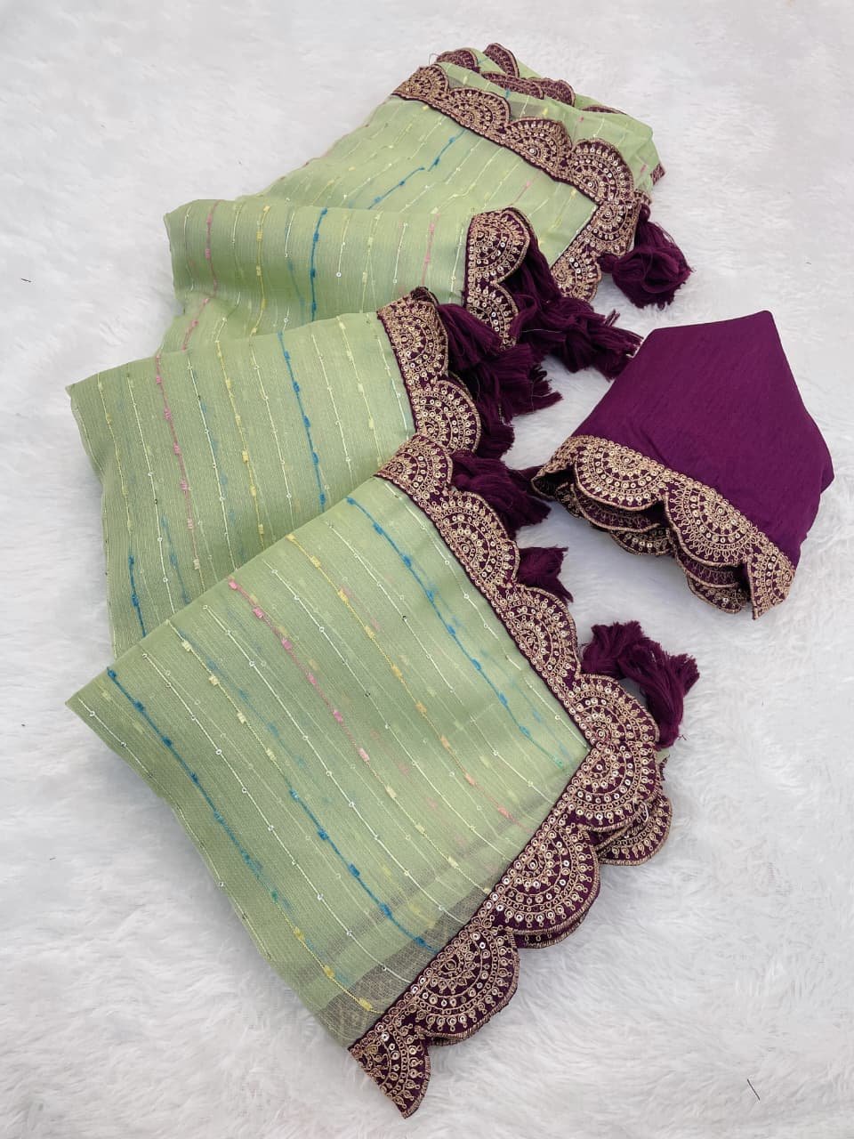 New Lounching in Tussue Silk saree - Image 9