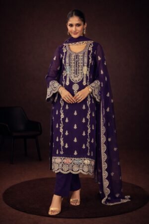 Alternative view of Semi-Stitched Designer Suit (Material)