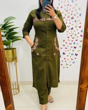 Upgrade your office wear wardrobe with this classy kurti  embroidery work  detailing