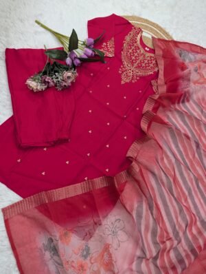 Alternative view of WOMEN'S PURE VISCOSE CHANDERI KURTA SETS