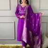 Heavy Party Wear Heavy Viscose Pv Chanderi Cotton With Embroidery Sequence Work With Full Sleeve