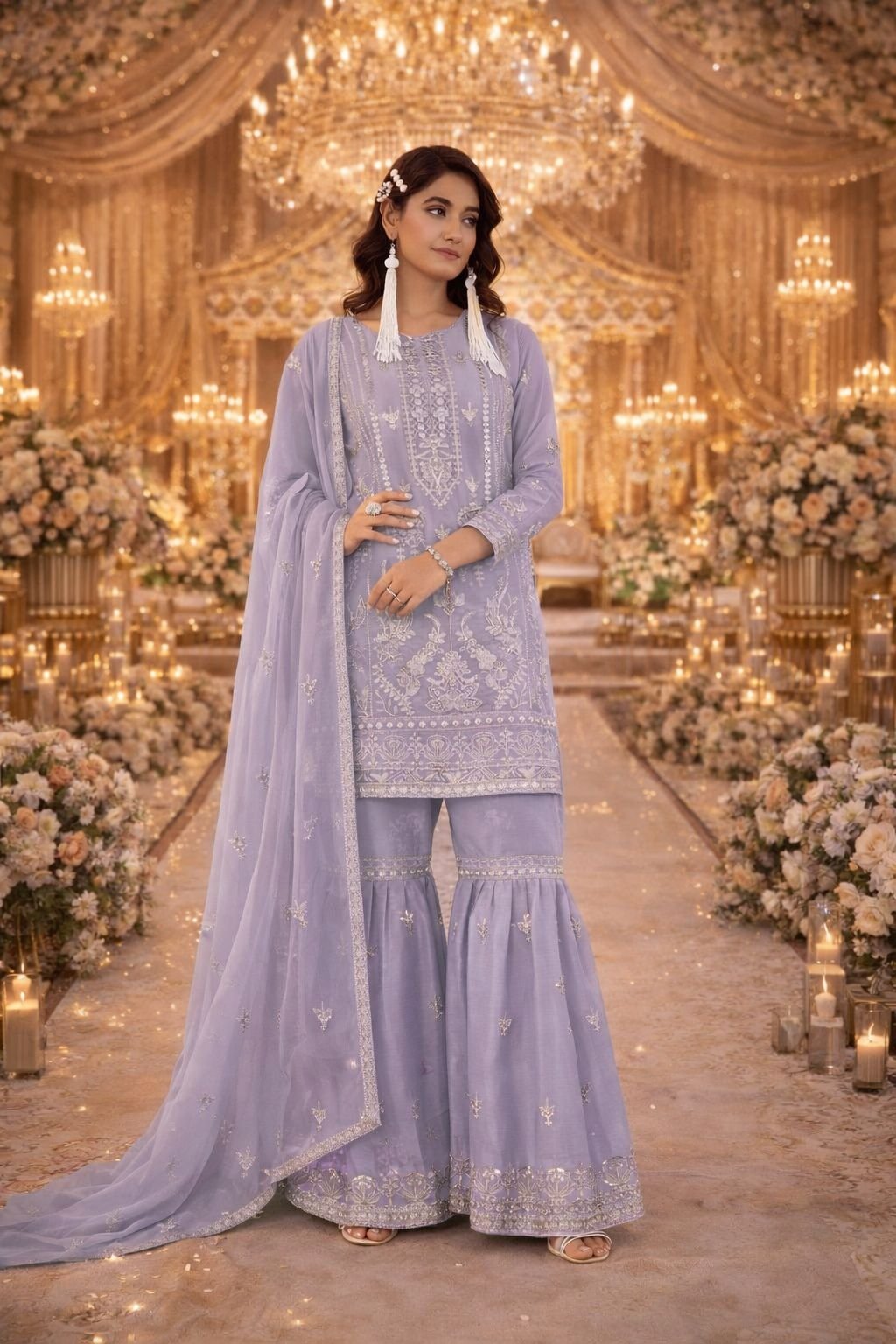 HEAVY NYLON ORGANZA with Embroidery Work + REAL HAND MIRROR WORK - Image 14