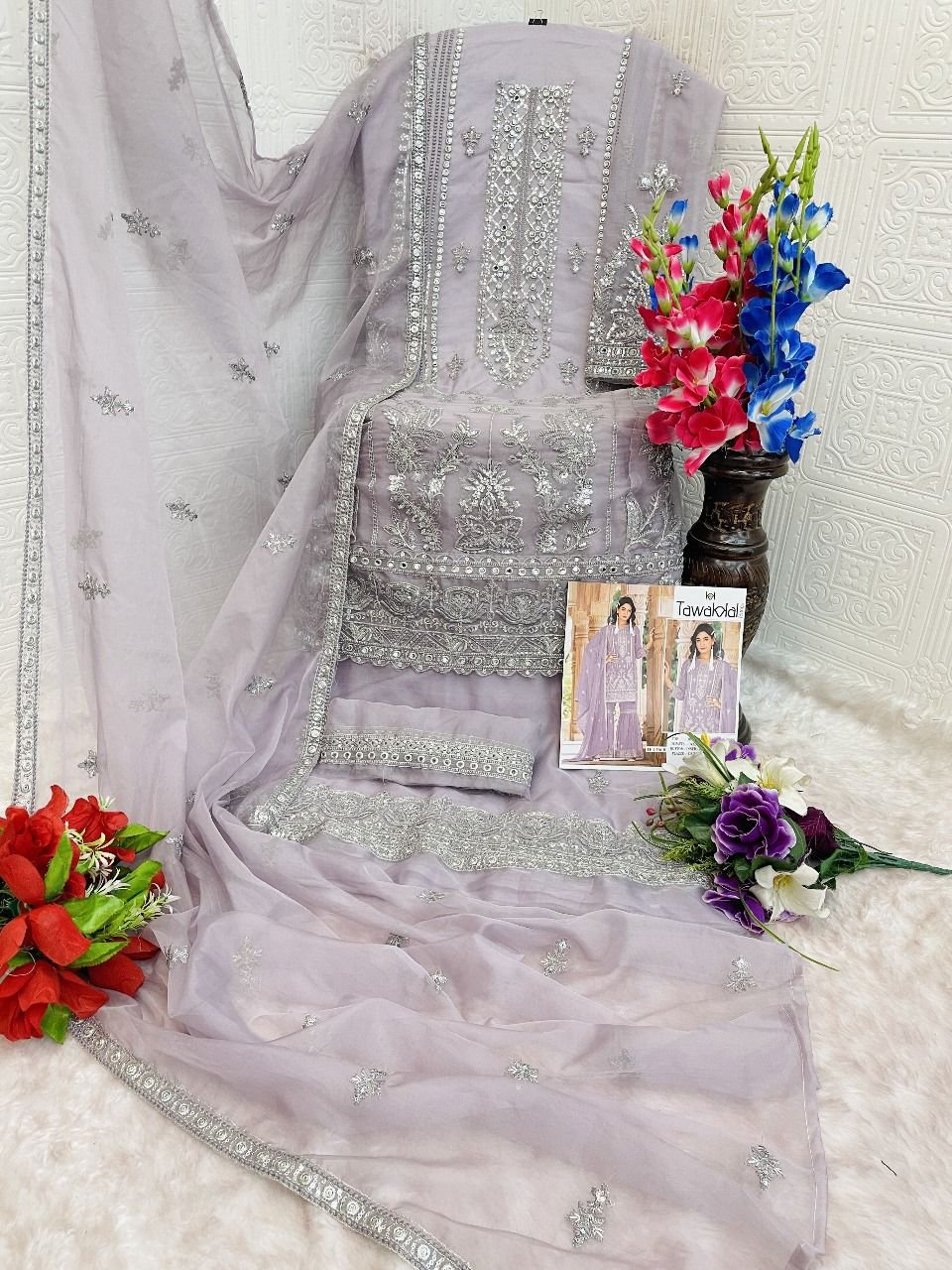 HEAVY NYLON ORGANZA with Embroidery Work + REAL HAND MIRROR WORK - Image 15