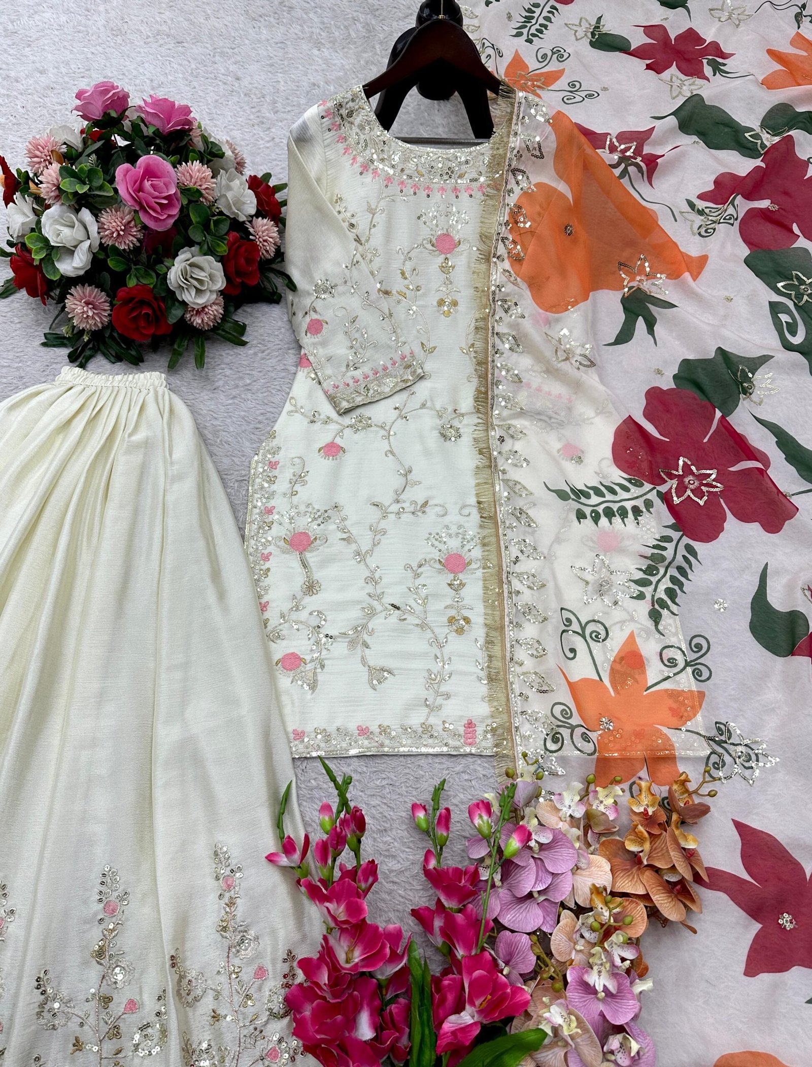 Top Fabric : Pure Cinon Silk With Embroidery 5mm Sequence Work With Sleeves AK:-1215 - Image 2