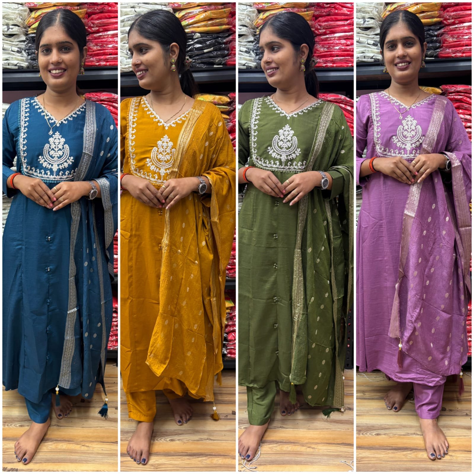 Anarkali kurta set For a festive gathering, you’ll can opt for our Kali pattern with beutiful work on yoke Anarkali kurti Set..