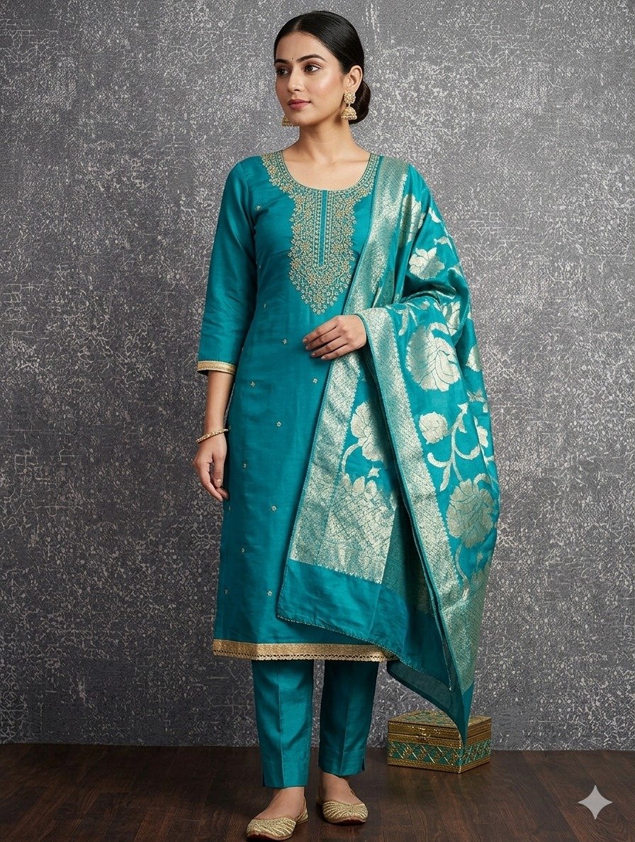 Top Fabric :- * ROMAN SILK WORK(1.9)* - Image 3