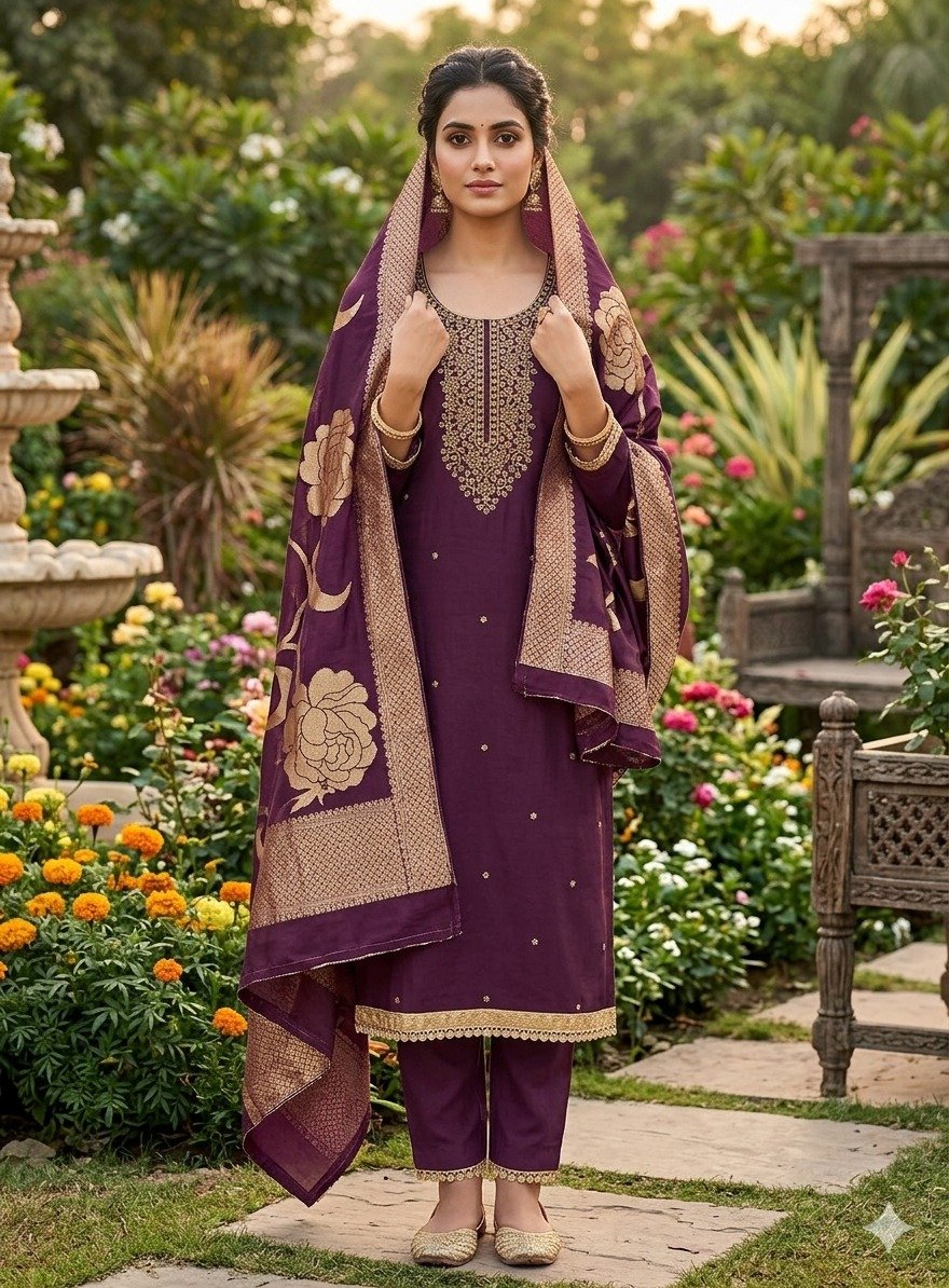 Top Fabric :- * ROMAN SILK WORK(1.9)* - Image 5