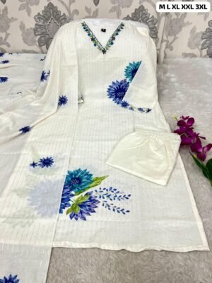 Alternative view of Morgan Sequence Silk Digital Print Kurti With Pant With Dupatta