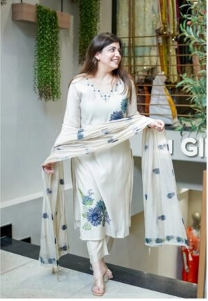 Morgan Sequence Silk Digital Print Kurti With Pant With Dupatta