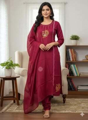 Pure Cotton Kurti With Block Print With Pant With Block Print Duppata