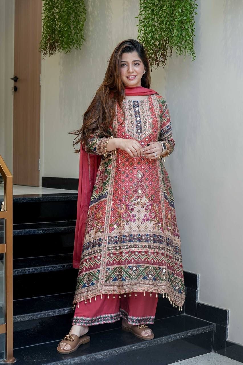UPCOMING NEW READY TO WEAR COLLECTION 3 PIECE FANCY PRINTED A-Line KURTI WITH BEAUTIFUL PLAZZO AND ATTRACTIVE DUPATTA