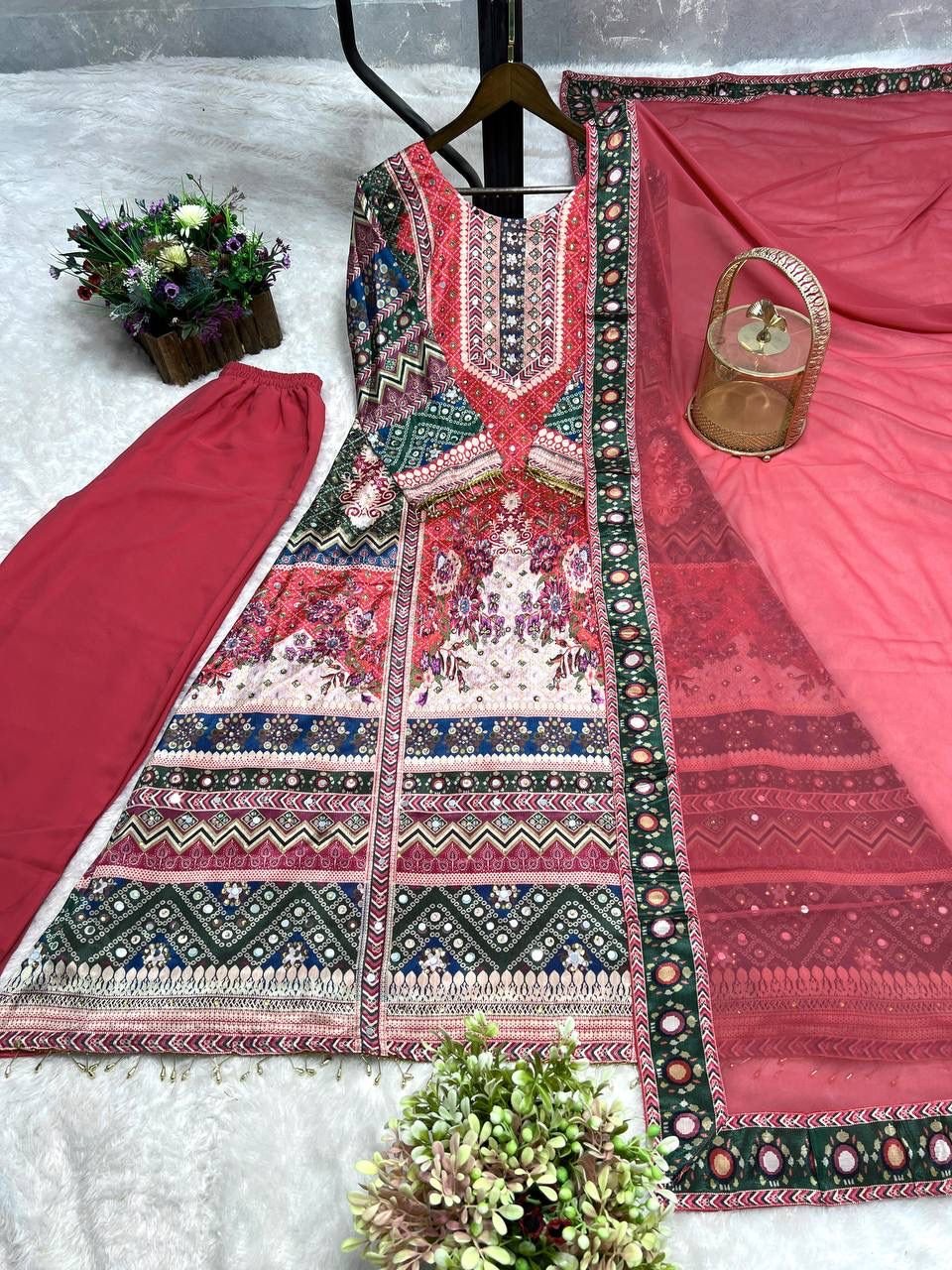 UPCOMING NEW READY TO WEAR COLLECTION 3 PIECE FANCY PRINTED A-Line KURTI WITH BEAUTIFUL PLAZZO AND ATTRACTIVE DUPATTA - Image 2