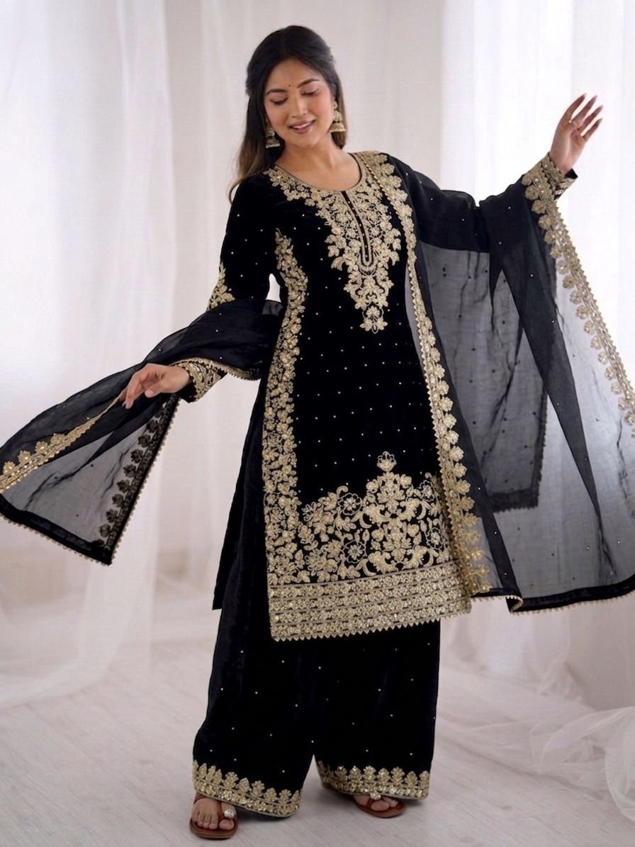 Presenting New Designer Collection In GMY SILK With Heavy Embroidery Coding Sequence Work Top-Bottom And Dupatta Set Fully Stitched Ready To Wear