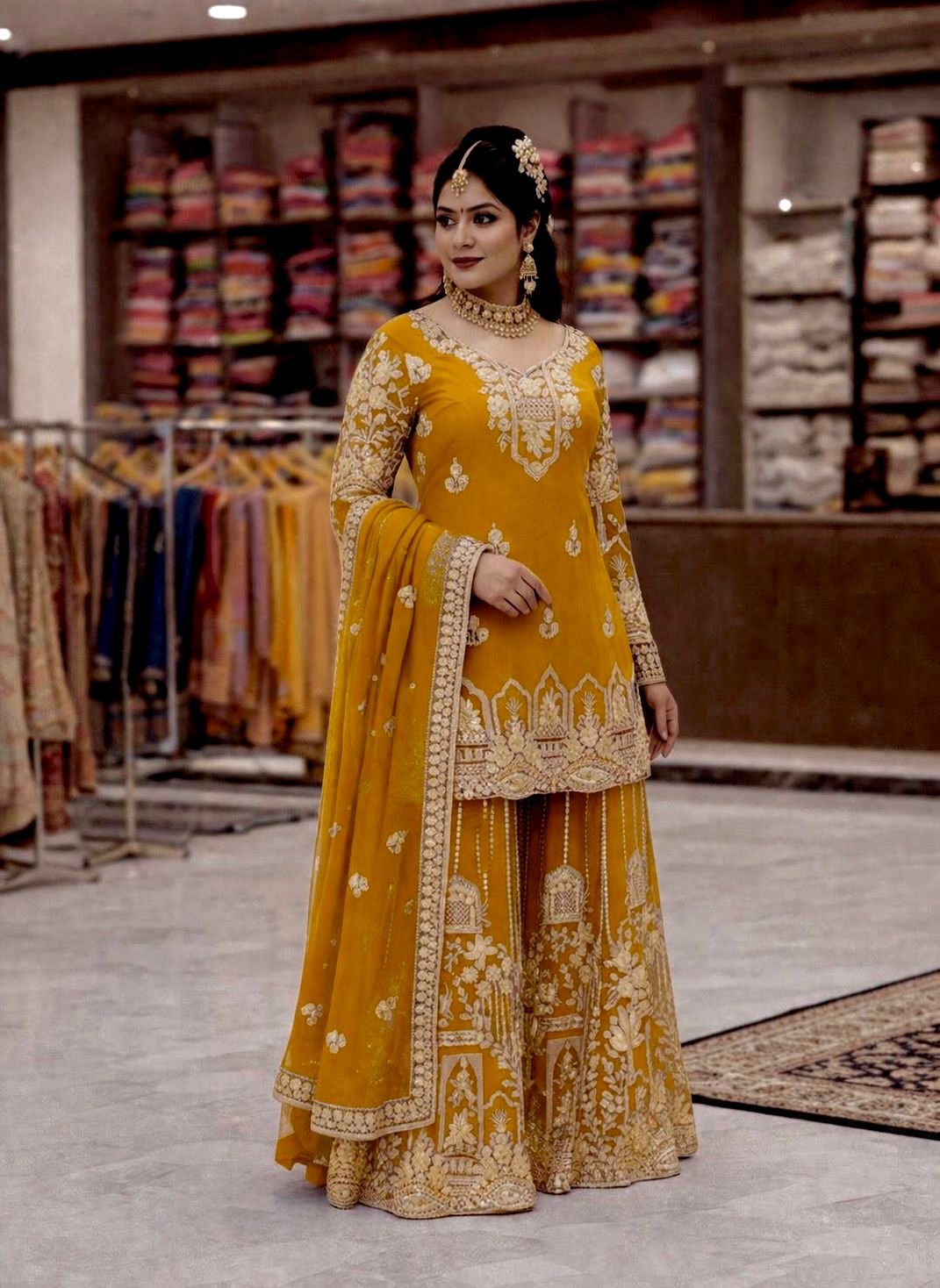 Most viral eid design ENHANCE THE BEAUTY OF YOUR WARDROBE WITH THIS NEWLY LAUNCHED KURTI & FLARED PLAZZO SET - Image 5