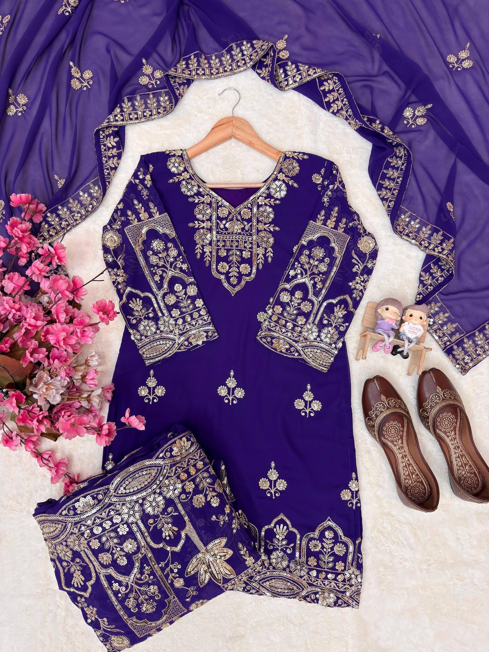 Most viral eid design ENHANCE THE BEAUTY OF YOUR WARDROBE WITH THIS NEWLY LAUNCHED KURTI & FLARED PLAZZO SET - Image 2