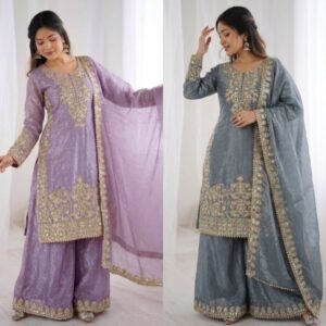 Alternative view of Presenting New Designer Collection In GMY SILK With Heavy Embroidery Coding Sequence Work Top-Bottom And Dupatta Set Fully Stitched Ready To Wear