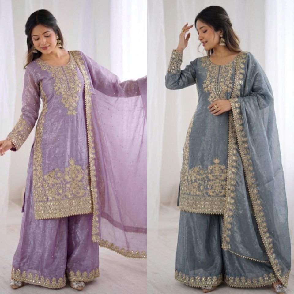 Presenting New Designer Collection In GMY SILK With Heavy Embroidery Coding Sequence Work Top-Bottom And Dupatta Set Fully Stitched Ready To Wear - Image 2