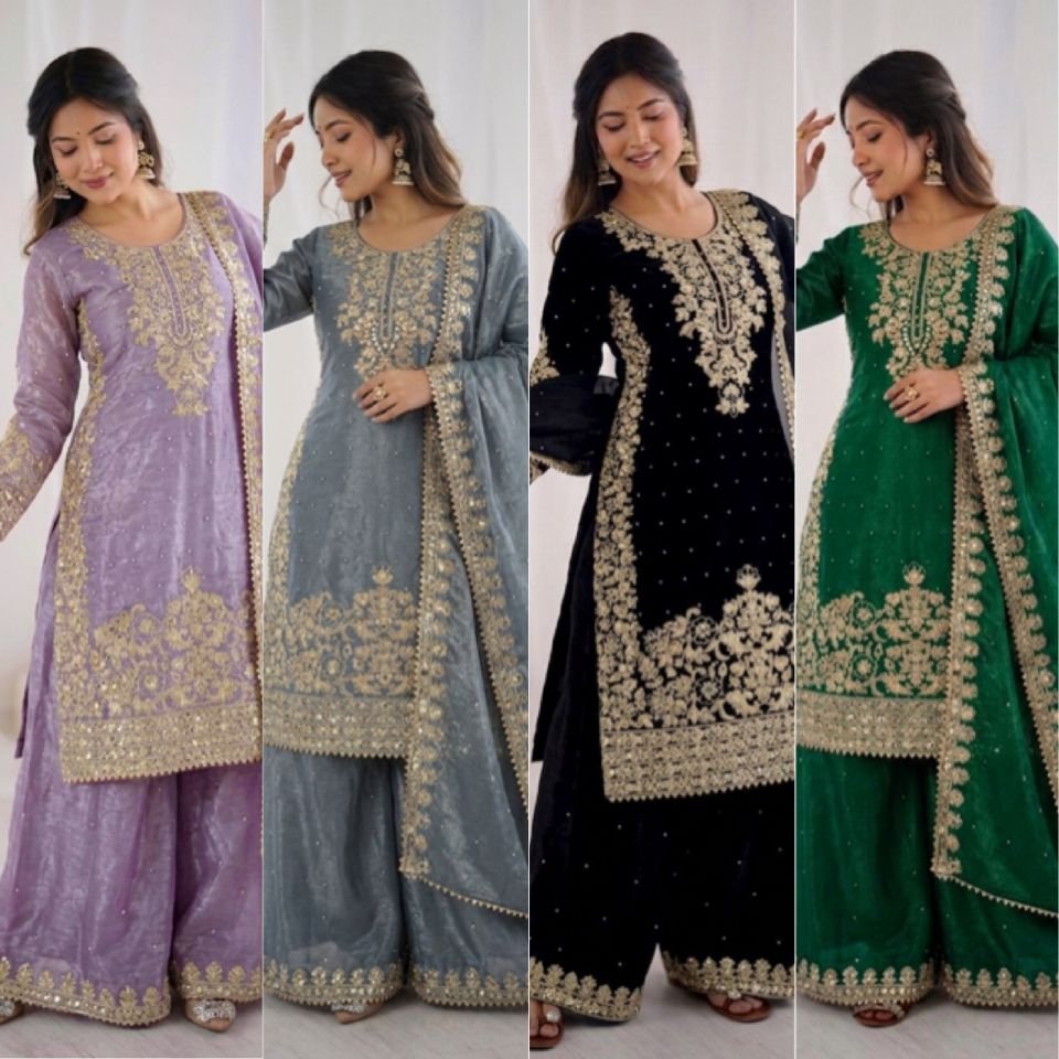Presenting New Designer Collection In GMY SILK With Heavy Embroidery Coding Sequence Work Top-Bottom And Dupatta Set Fully Stitched Ready To Wear