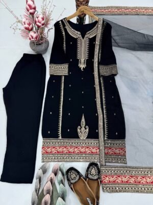 Alternative view of NEW DESIGNER PARTY WEAR HEAVY EMBROIDERY CODING SEQUENCE WORK 3 PIS SUIT SET